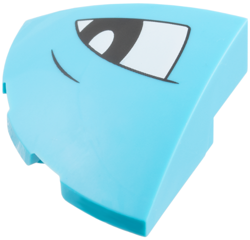 Lego Slope, Curved 3 x 3 Corner Round with White Triangle Eye, Black Eyebrow and Pupil Pattern Model Right Side