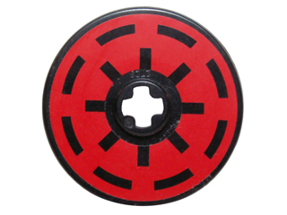 Lego Technic, Disk 3 x 3 with Black Dotted Lines on Red Background Pattern (Sticker) - Set 7931 / Black