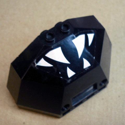Lego Cockpit 5 x 8 x 3 (Windscreen Bottom) with White Pointed Teeth Pattern (Sticker) - Set 2160 / Black