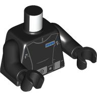 Lego Torso, Imperial Navy Officer, Silver Belt Buckles, Blue Rank Indicator print, Black Arms and Hands / Black