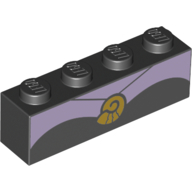 Lego Brick 1 x 4 with Black dress, Shell Necklace Print / Black