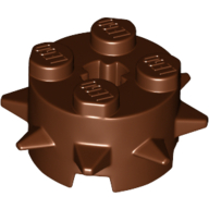 Lego Brick Round 2 x 2 Special with Spikes / Reddish Brown