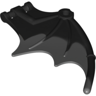 Lego Creature Body Part, Dragon / Thestral Wing with Bar Connection and Marbled Dark Bluish Grey Pattern / Black