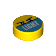 Lego Tile Round 1 x 1 with Eyes and 'LIGHT' Print