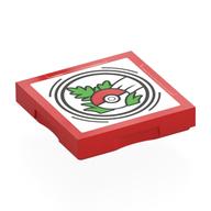 Lego Tile Special 2 x 2 with SMART Tag with Leaves, Grass, and Pokeball Print / Red