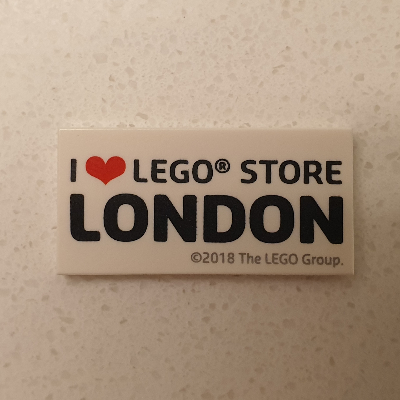Lego Tile 2 x 4 with 'I Heart LEGO STORE LONDON' Print