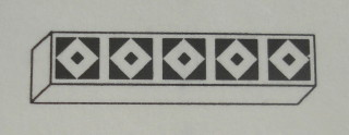 Lego Modulex Tile 1 x 5 with Black Square, Diamond Cutout, Center Square Print, without Internal Supports