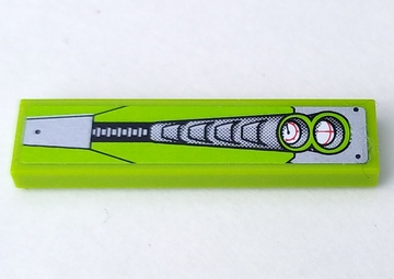 Lego Tile 1 x 4 with Air Vents and Two Gauges on Lime Background Pattern Model Left Side (Sticker) - Set 8863