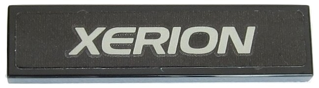 Lego Tile 1 x 4 with Silver 'XERION' on Black Background Pattern (Sticker) - Set 42054 / Black
