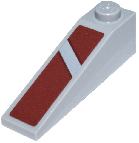 Lego Slope 18 4 x 1 with Diagonal Line on Dark Red Background Pattern Model Left Side (Sticker) - Set 75413 / Light Bluish Gray