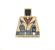 Lego Torso SW Naboo Fighter Jacket with Reddish Brown Undershirt and Dark Bluish Gray Harness Pattern / Tan