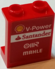 Lego Panel 1 x 2 x 2 with Side Supports - Hollow Studs with Shell Logo and 'V-Power', 'Santander', 'OIIR' and 'MAHLE' Pattern (Sticker) - Set 75913