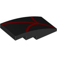 Lego Brick Curved 4 x 2 No Studs with Red Webbing Print