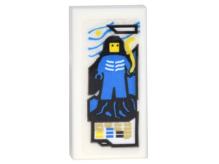 Lego Tile 1 x 2 with Ninjago Trading Card Game Lloyd Pattern (Sticker) - Set 70620 / White