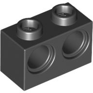Lego Technic Brick 1 x 2 [2 Pin Holes] / Black