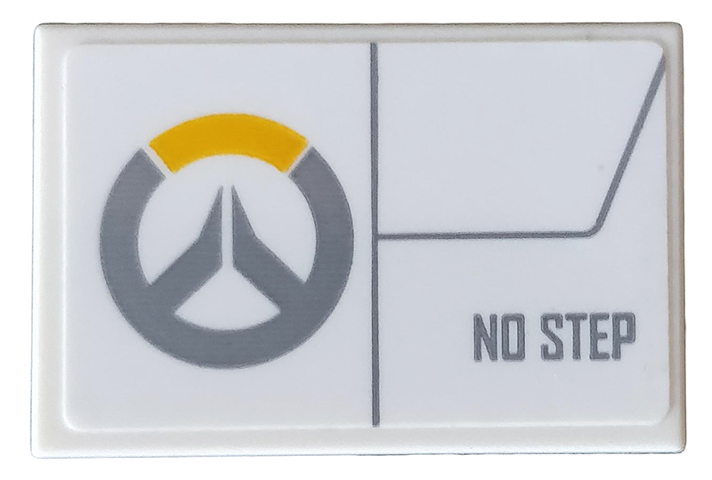 Lego Tile 2 x 3 with Overwatch Logo and 'NO STEP' Pattern Model Right Side (Sticker) - Set 75970