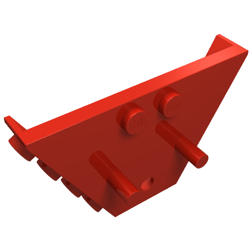 Lego Panel, Trapezoid, Tipper End Flat with Pins, 1 x 2 Anti-studs / Red