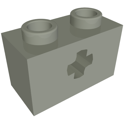 Lego Technic Brick 1 x 2 with Axle Hole Type 2 [X Opening] / Light Gray
