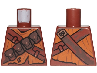 Lego Torso SW Jawa with Dark Orange Tattered Shirt, Dark Brown Pouches and Straps Pattern / Reddish Brown