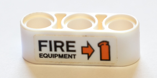 Lego Technic, Liftarm Thick 1 x 3 with Arrow, Fire Extinguisher and 'FIRE EQUIPMENT' Pattern Model Right Side (Sticker) - Set 42064
