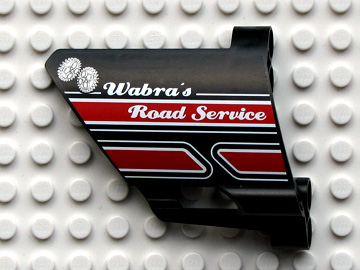 Lego Technic, Panel Fairing #23 Large Short, Small Hole, Side B with 'Wabra's Road Service' Pattern (Sticker) - Set 8285 / Black
