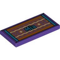 Lego Tile 2 x 4 with Medium Azure "Mia" on Throw-rug Print