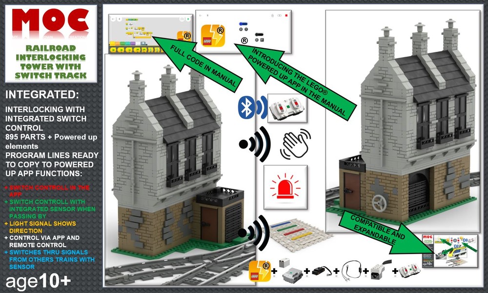 Lego RAILROAD INTERLOCKING TOWER WITH SWITCH TRACK