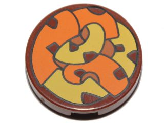 Lego Tile, Round 2 x 2 with Bottom Stud Holder with Orange and Yellow Tentacles Pattern