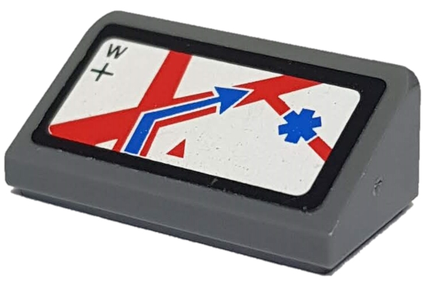 Lego Slope 30 1 x 2 x 2/3 with Map on GPS Pattern (Sticker) - Set 60023 / Dark Bluish Gray