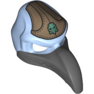 Lego Mask Bird (Vulture) with Dark Bluish Gray Beak and Dark Tan Headpiece with Sand Green Vulture Symbol Print / Bright Light Blue