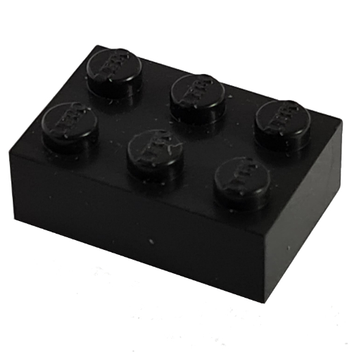 Lego Modulex Brick 2 x 3 with LEGO on Studs / Modulex Black
