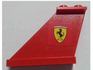 Lego Tail 4 x 1 x 3 with Ferrari Logo Pattern on Left Side (Sticker) - Set 8654