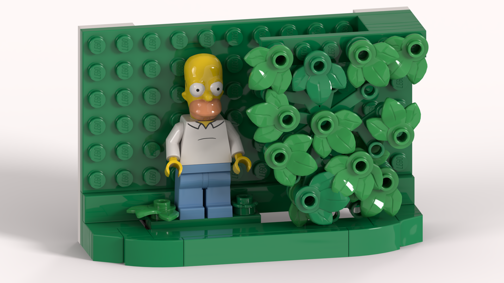 Lego Homer Simpson backing into bushes TV