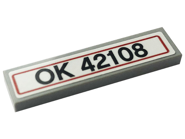 Lego Tile 1 x 4 with 'OK 42108' Pattern (Sticker) - Set 42108