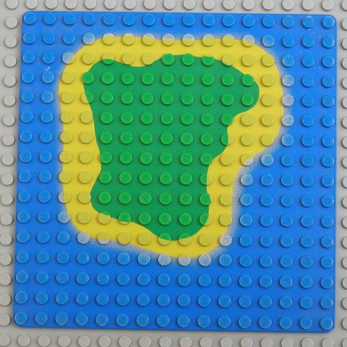 Lego Baseplate 16 x 16 with Island on Blue Water Print / Blue