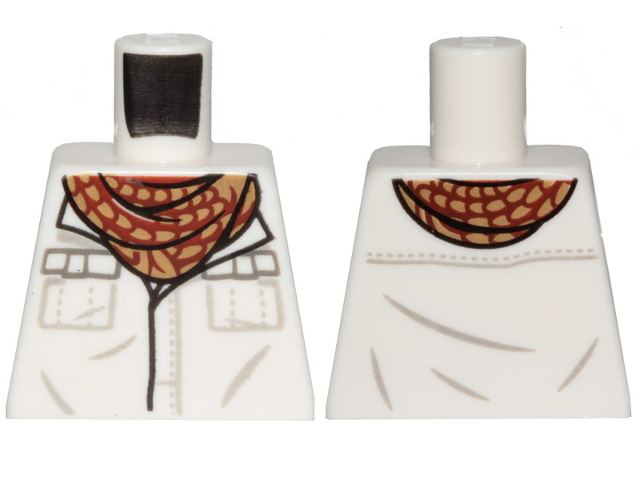 Lego Torso Shirt, Dark Tan and Dark Red Neckerchief Scarf Pattern / White