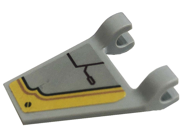 Lego Flag 2 x 2 Trapezoid with Flat Edge with Black Screw and Lines, Gold Plate on Light Bluish Gray Background Pattern Model Bottom (Sticker) - Set 71720