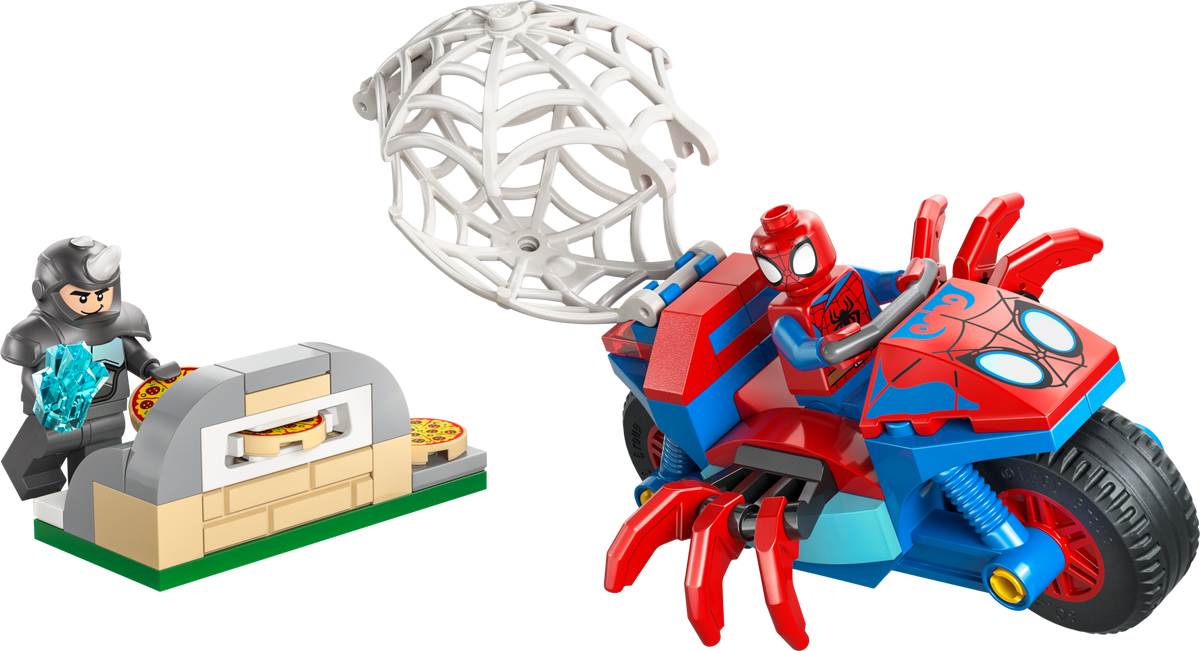 Lego Spidey on his Motorcycle vs. Rhino