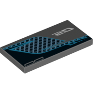 Lego Tile 2 x 4 with Door and 2.0 print / Dark Bluish Gray