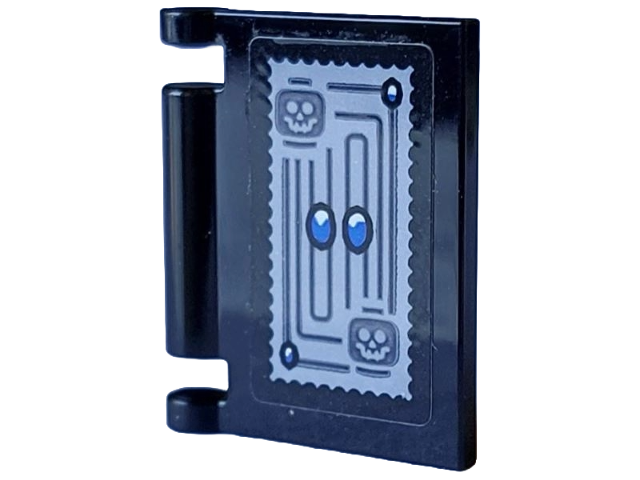 Lego Minifigure, Utensil Book Cover with Labyrinth with 2 Minifigure Heads, White and Blue Ovals Pattern (Sticker) - Set 21348 (Dungeons & Dragons Tome of Clear Thought)