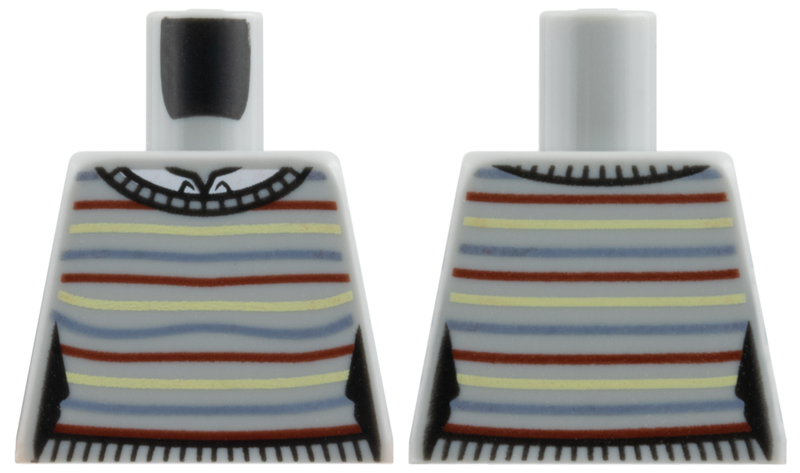 Lego Torso Harry Potter Sweater with Horizontal Lines Front and Back, Waist Trim, and White Collar Pattern / Light Bluish Gray