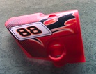 Lego Technic, Panel Fairing # 1 Small Smooth Short, Side A with Black Number 88 and Flames Pattern (Sticker) - Set 8051 / Red