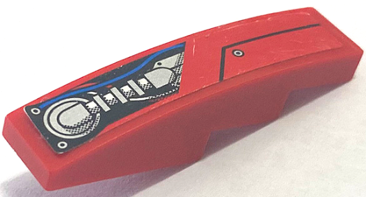 Lego Slope, Curved 4 x 1 with Blue Wiring, Silver Suspension, and Black Line Pattern Model Right Side (Sticker) - Set 8863