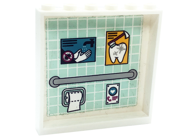Lego Panel 1 x 6 x 5 with Bathroom Pattern on Inside (Sticker) - Set 41318