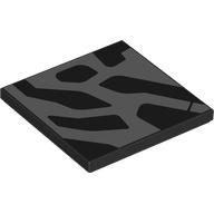 Lego Tile 4 x 4 with Silver Shapes Print / Black