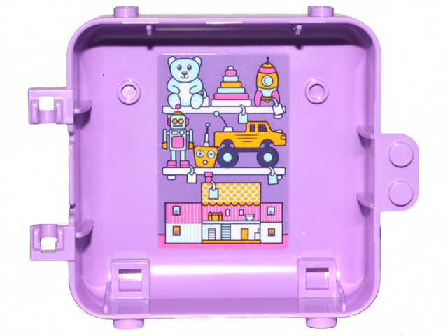 Lego Container, Box 3 x 8 x 6 2/3 Half Back with Toys, Teddy Bear, Rocket, Robot, Car and Dollhouse Pattern (Sticker) - Set 41409