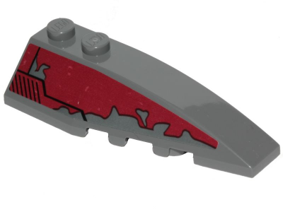 Lego Wedge 6 x 2 Right with SW Slave I Dark Red Peeling Paint Pattern (Sticker) - Set 75222 / Dark Bluish Gray
