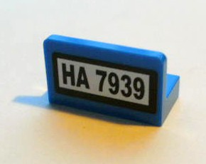 Lego Panel 1 x 2 x 1 with Black 'HA 7939' on White Background Pattern (Sticker) - Set 7939 / Blue