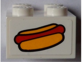 Lego Brick 2 x 2 with Hot Dog Pattern (Sticker) - Set 60097