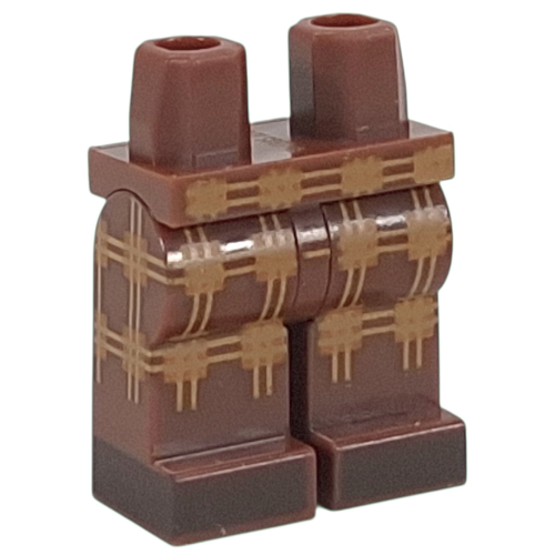 Lego Hips and Reddish Brown Legs with Medium Nougat Plaid Decorations, Dark Brown Shoes Print